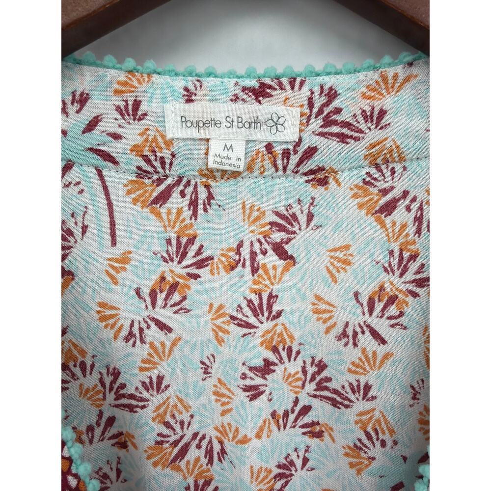 Poupette St Barth Camila Mini Dress Floral Boho Ruffle Smocked Size Medium - Picture 3 of 10
